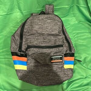 PINK brand backpack gray with multicolored stripes. Great condition.